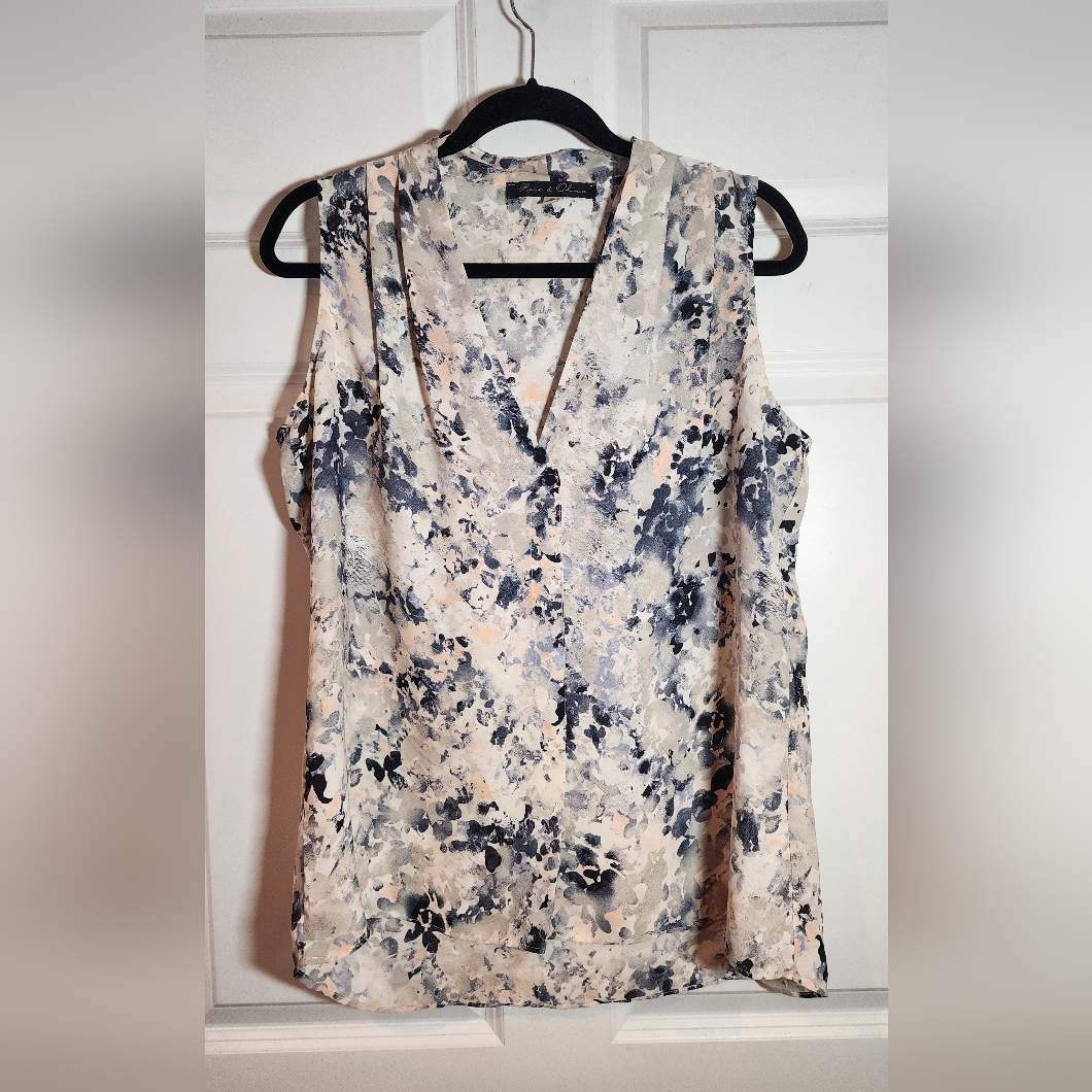 Rose & Olive Colorful Abstract Sleeveless Blouse Large